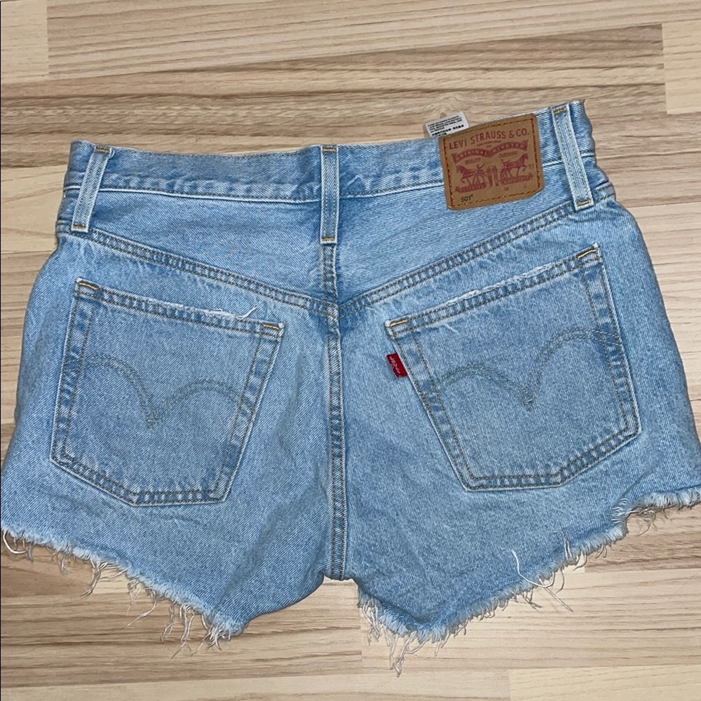 Levi's 501 Jean Shorts with Distressed Hem - Picture 2 of 4